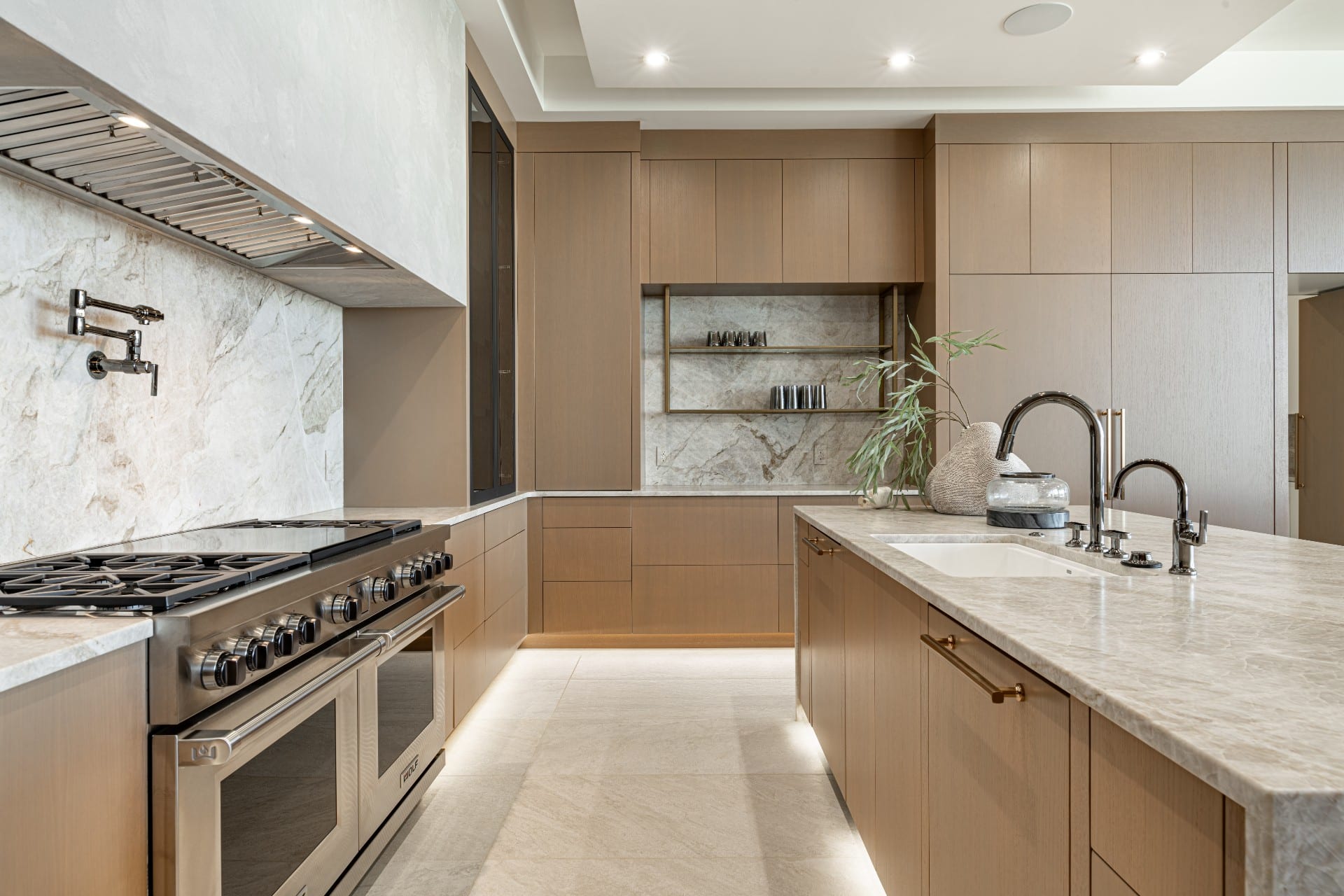 Chef's kitchen with Taj Mahal Quartzite